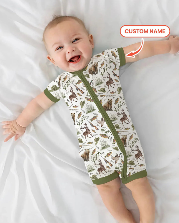 Custom Name Little Hunter Bamboo Shorty Zippy