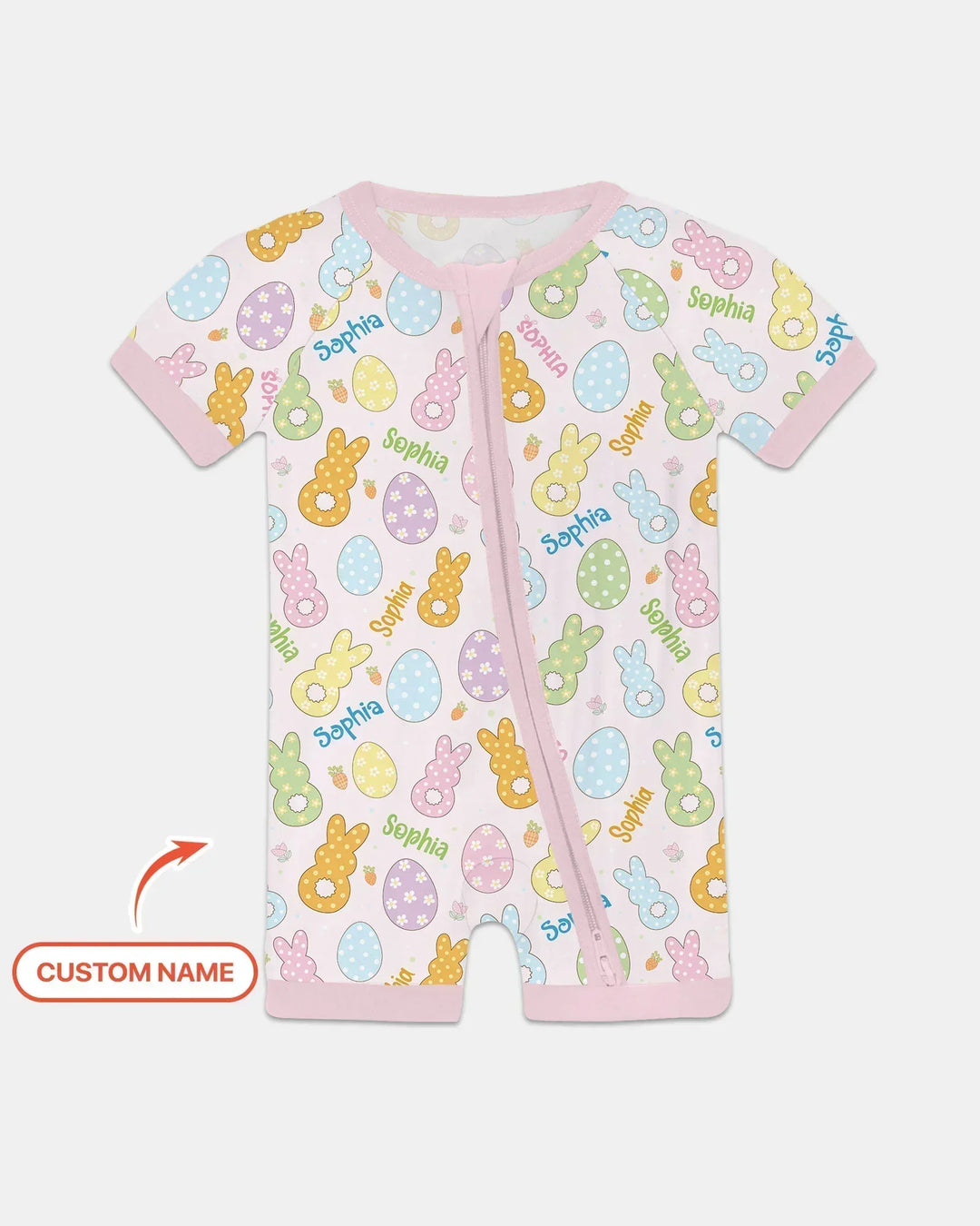 Custom Name Spring Pastel Easter Bamboo Shorty Zippy