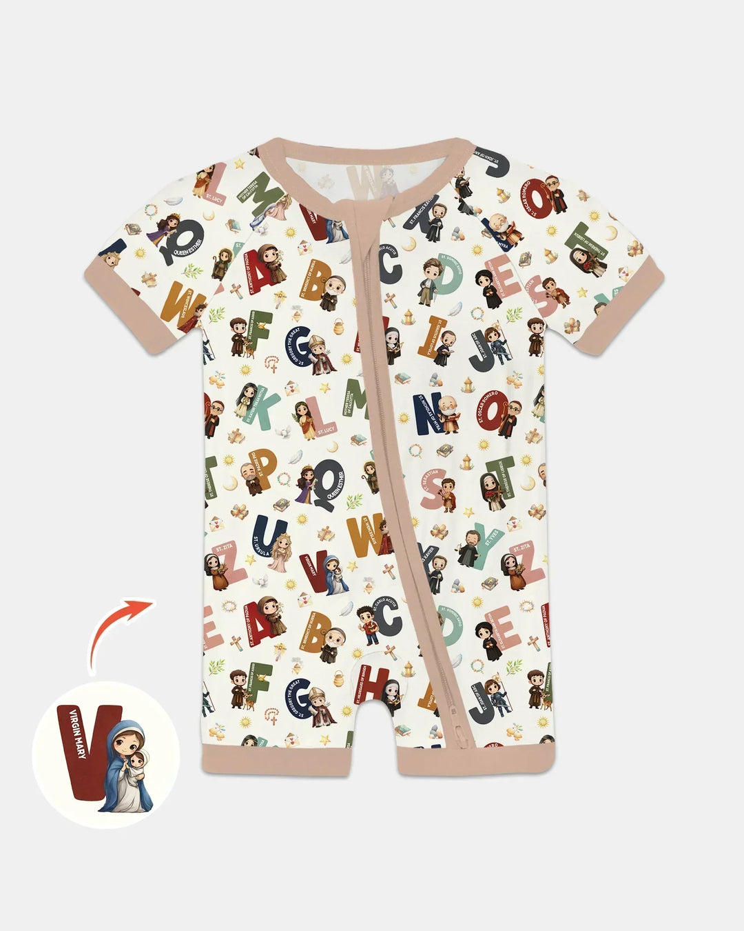 Catholic Saint ABCs Bamboo Shorty Zippy