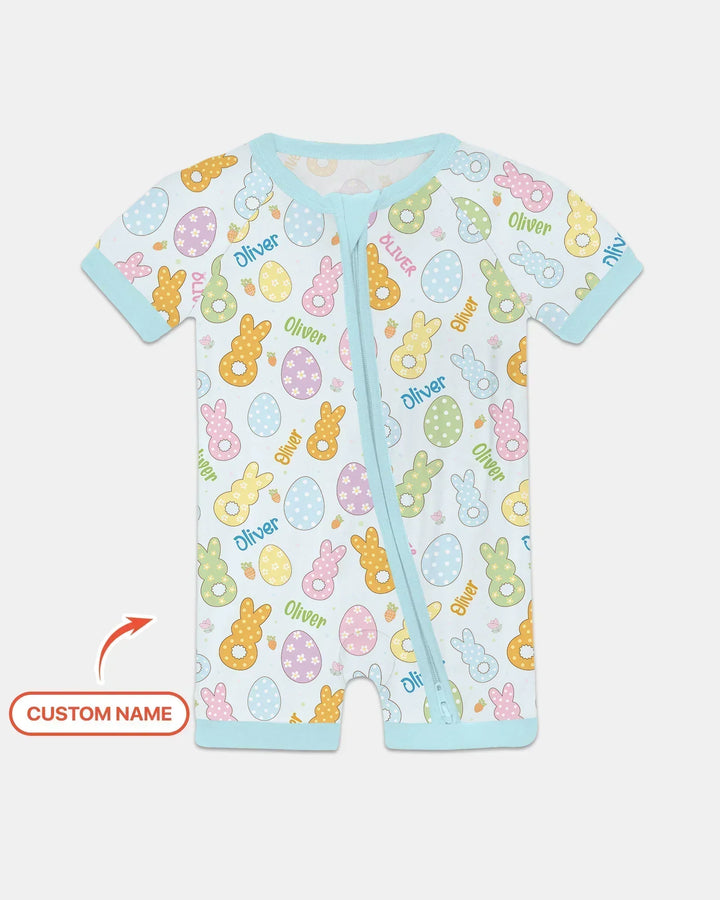 Custom Name Spring Pastel Easter Bamboo Shorty Zippy