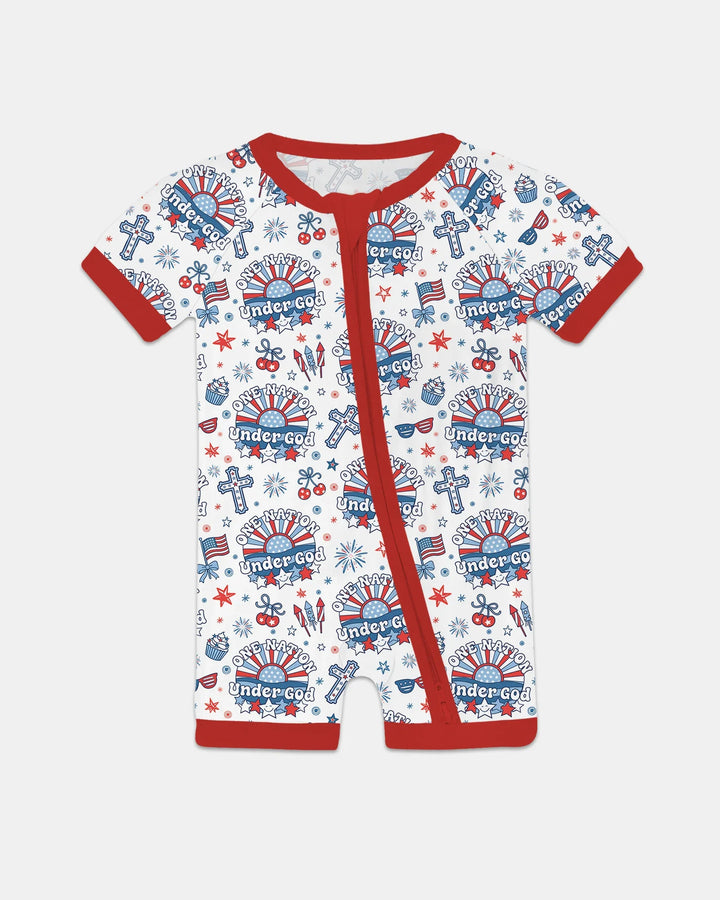 One Nation Under God Family Matching Bamboo Shorty Zippy