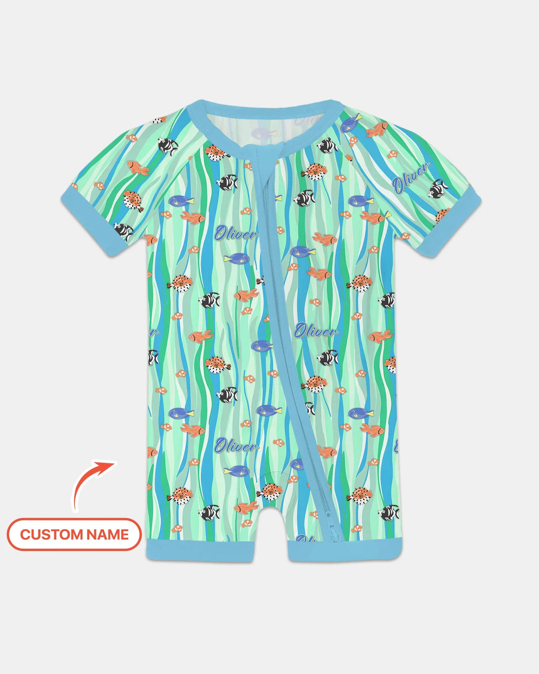 Custom Name Summer Beach Bamboo Shorty Zippy