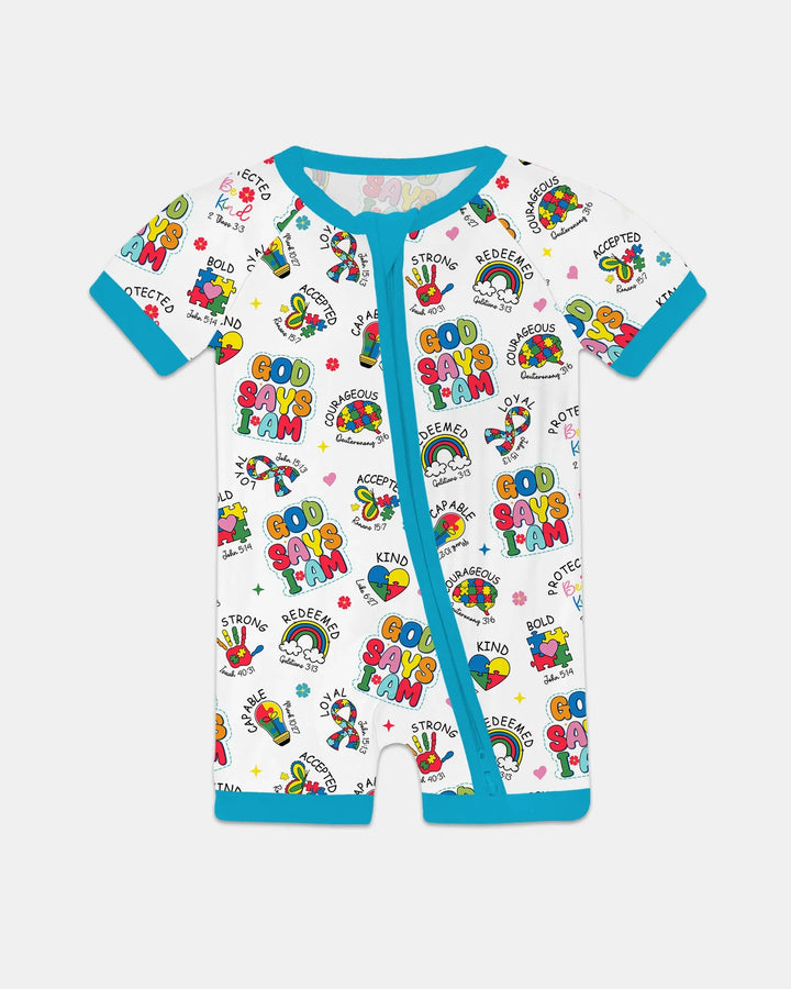God Says I Am Autism Awareness Bamboo Shorty Zippy
