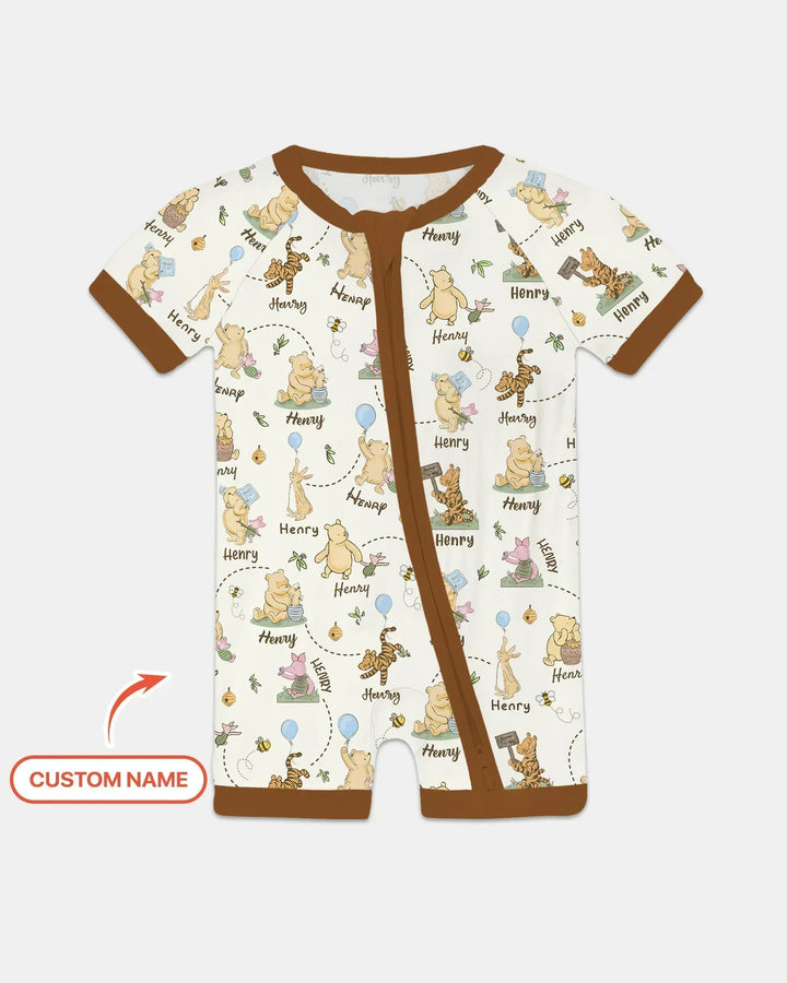 Once Upon A Bear Custom Name Bamboo Shorty Zippy