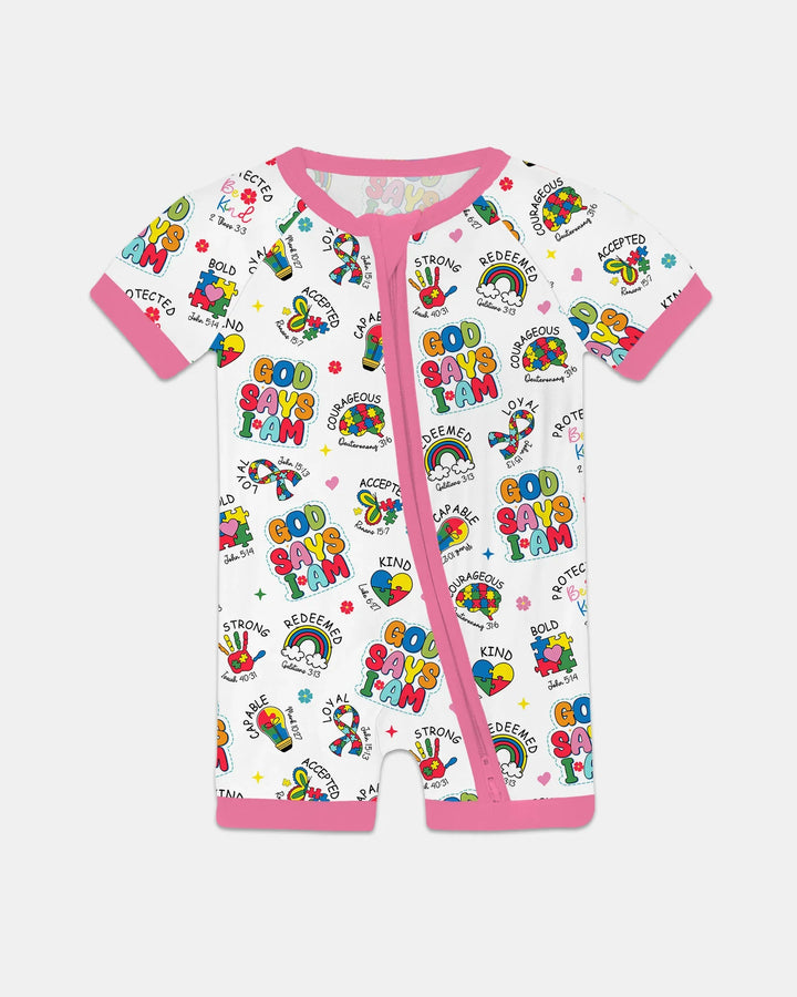 God Says I Am Autism Awareness Bamboo Shorty Zippy