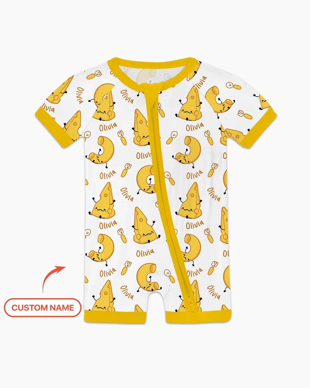 Custom Name Mac & Cheese Club Bamboo Shorty Zippy