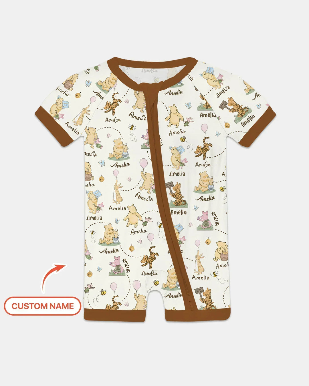 Once Upon A Bear Custom Name Bamboo Shorty Zippy