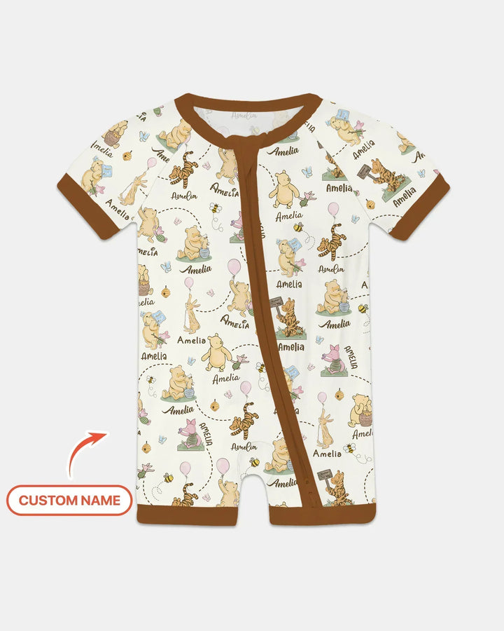 Once Upon A Bear Custom Name Bamboo Shorty Zippy