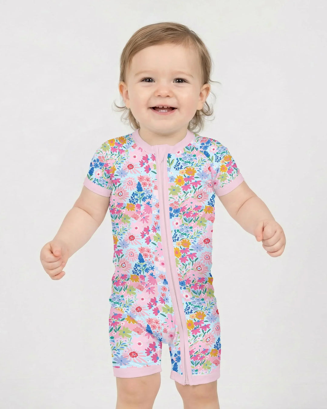 Little Flower Garden Matching Bamboo Shorty Zippy