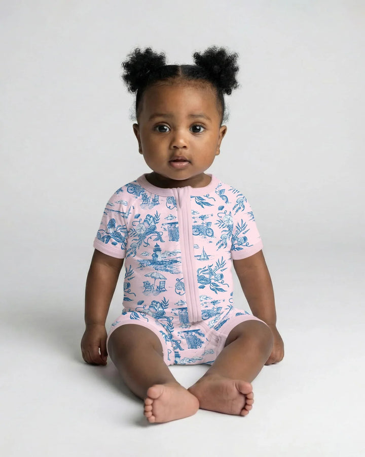 Summer Toile Bamboo Shorty Zippy