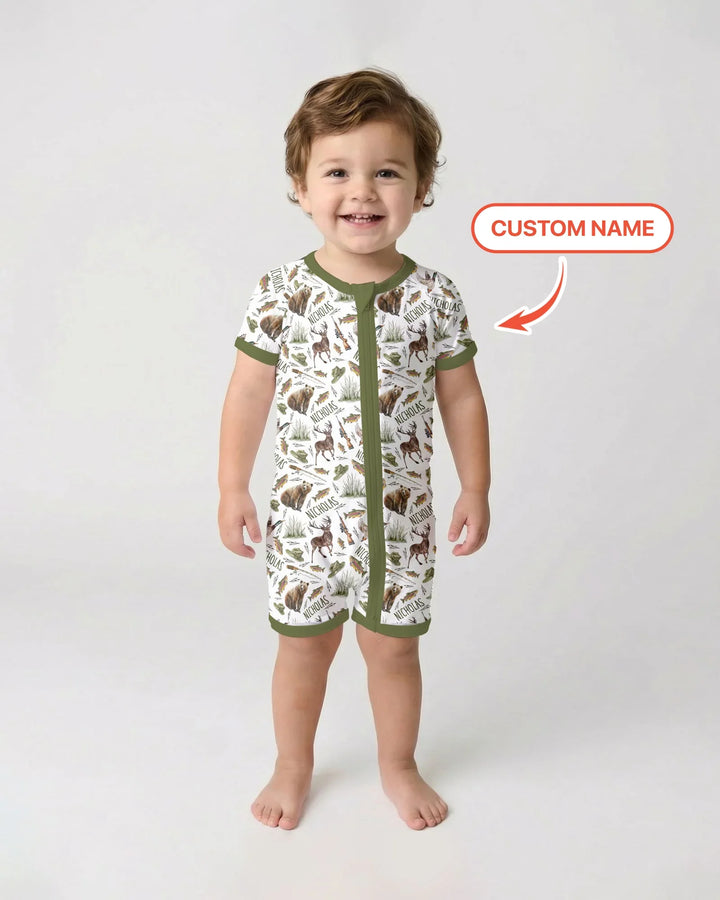Custom Name Little Hunter Bamboo Shorty Zippy