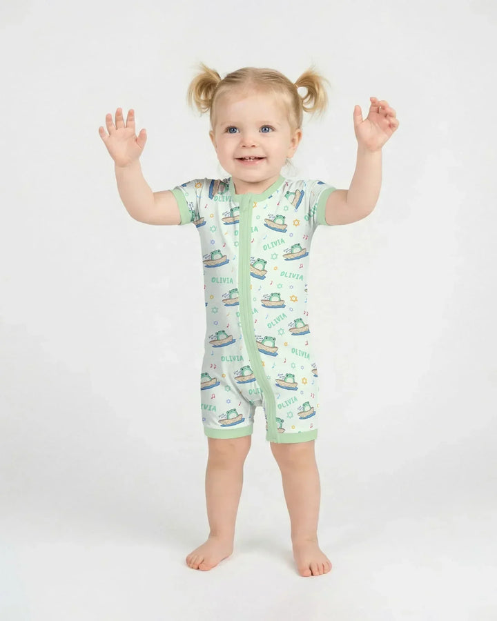 Frogs Here, Frogs There Passover Custom Name Bamboo Shorty Zippy