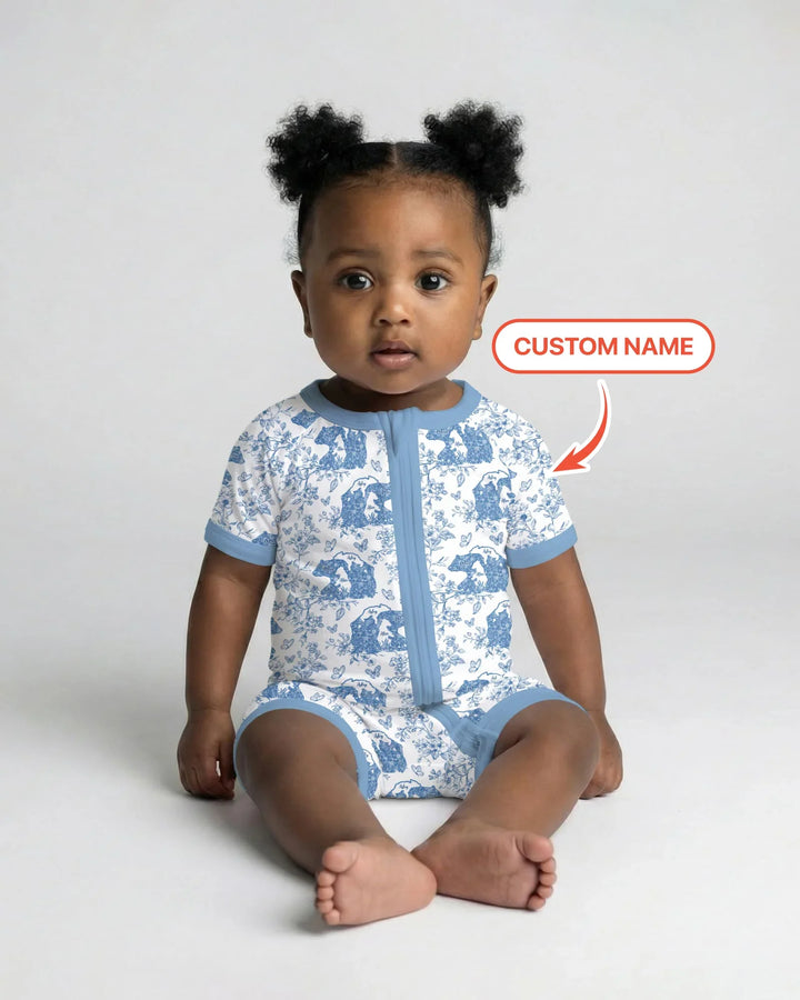 Custom Name Mama Bear Toile Bamboo Shorty Zippy