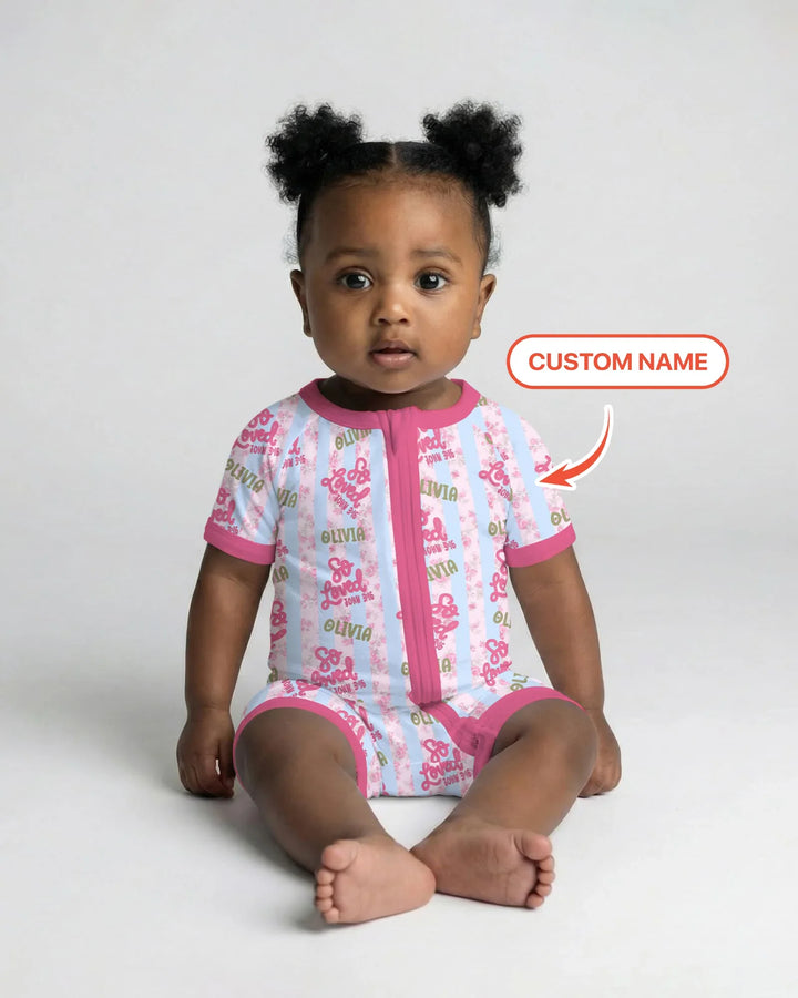 So Loved Custom Name Bamboo Shorty Zippy