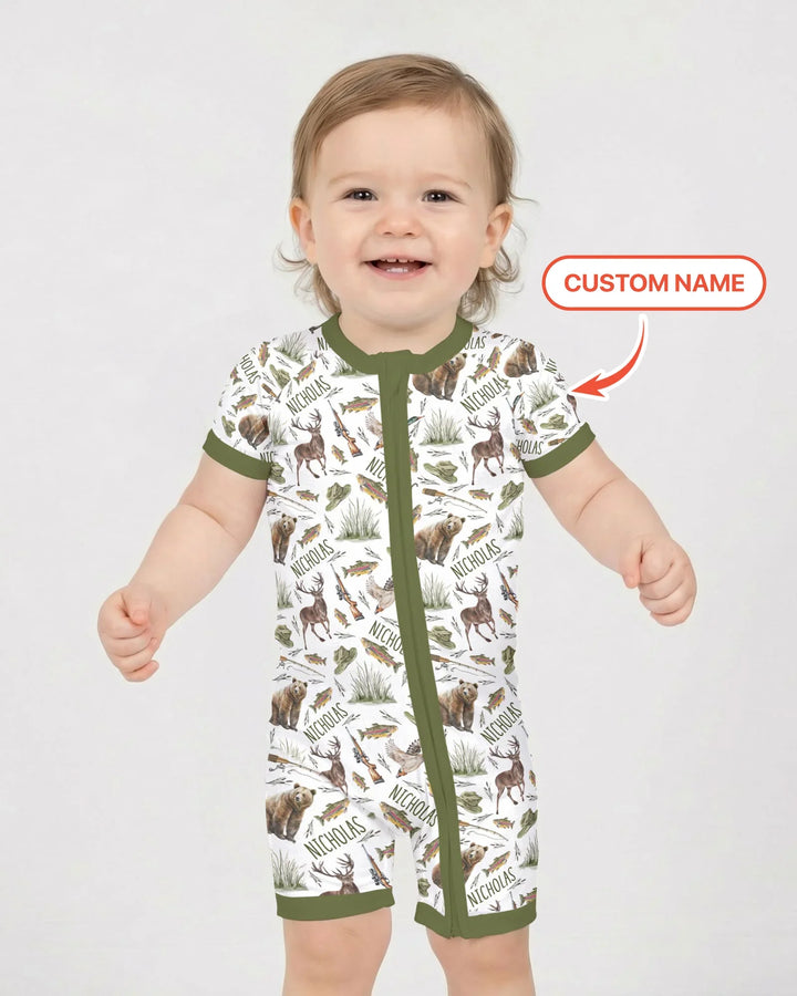 Custom Name Little Hunter Bamboo Shorty Zippy