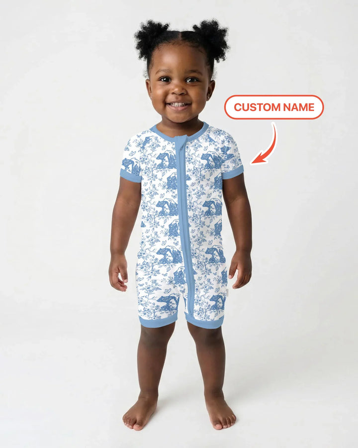 Custom Name Mama Bear Toile Bamboo Shorty Zippy