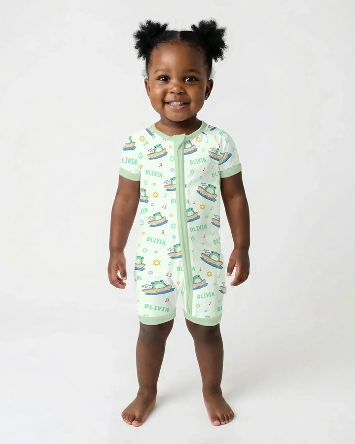 Frogs Here, Frogs There Passover Custom Name Bamboo Shorty Zippy