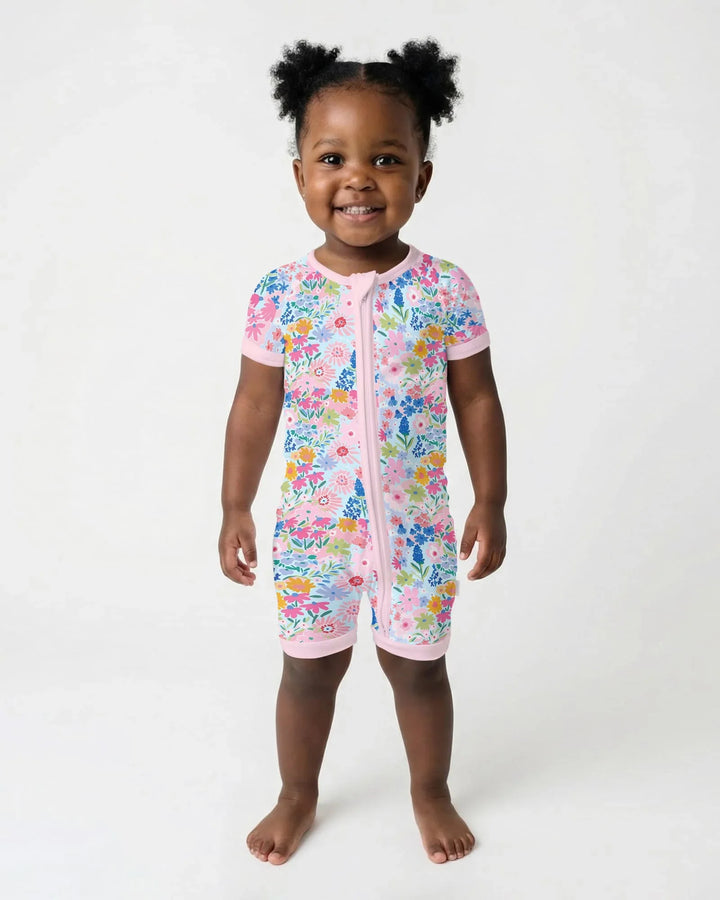 Little Flower Garden Matching Bamboo Shorty Zippy