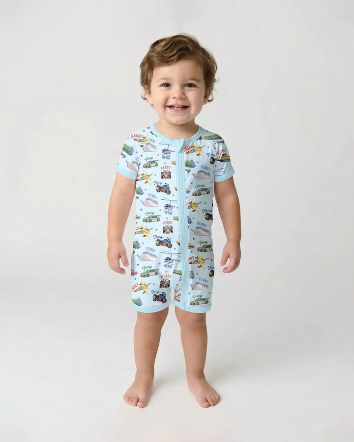Fast Lane Custom Name Daddy & Me Matching Bamboo Shorty Zippy