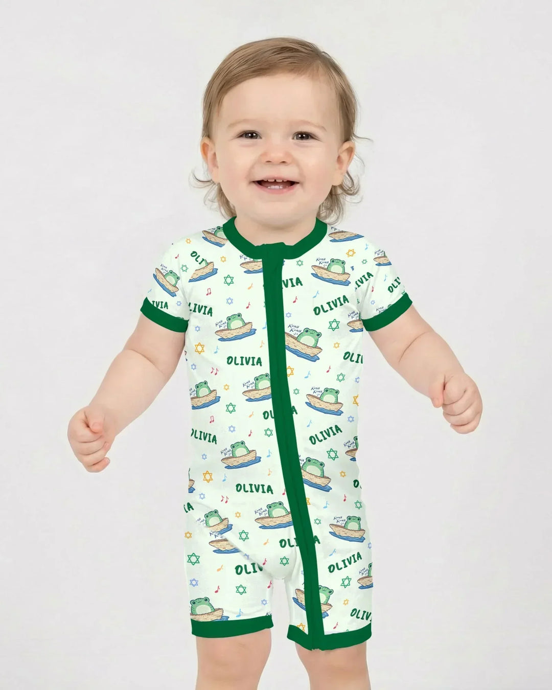 Frogs Here, Frogs There Passover Custom Name Bamboo Shorty Zippy