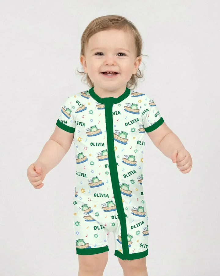 Frogs Here, Frogs There Passover Custom Name Bamboo Shorty Zippy