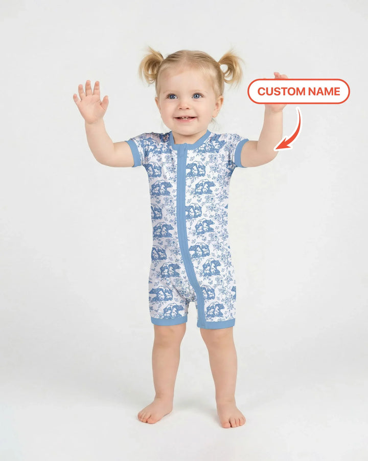 Custom Name Mama Bear Toile Bamboo Shorty Zippy