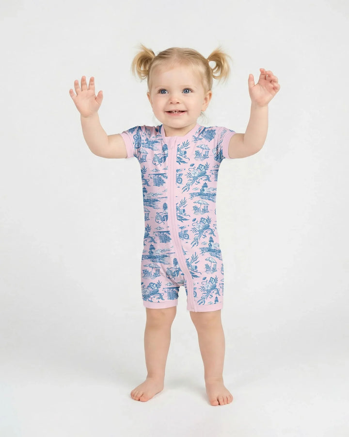 Summer Toile Bamboo Shorty Zippy