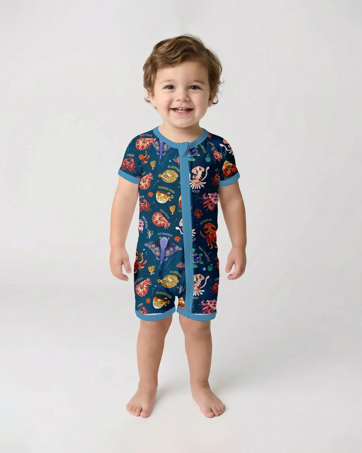 Deep Blue Wonders Bamboo Shorty Zippy