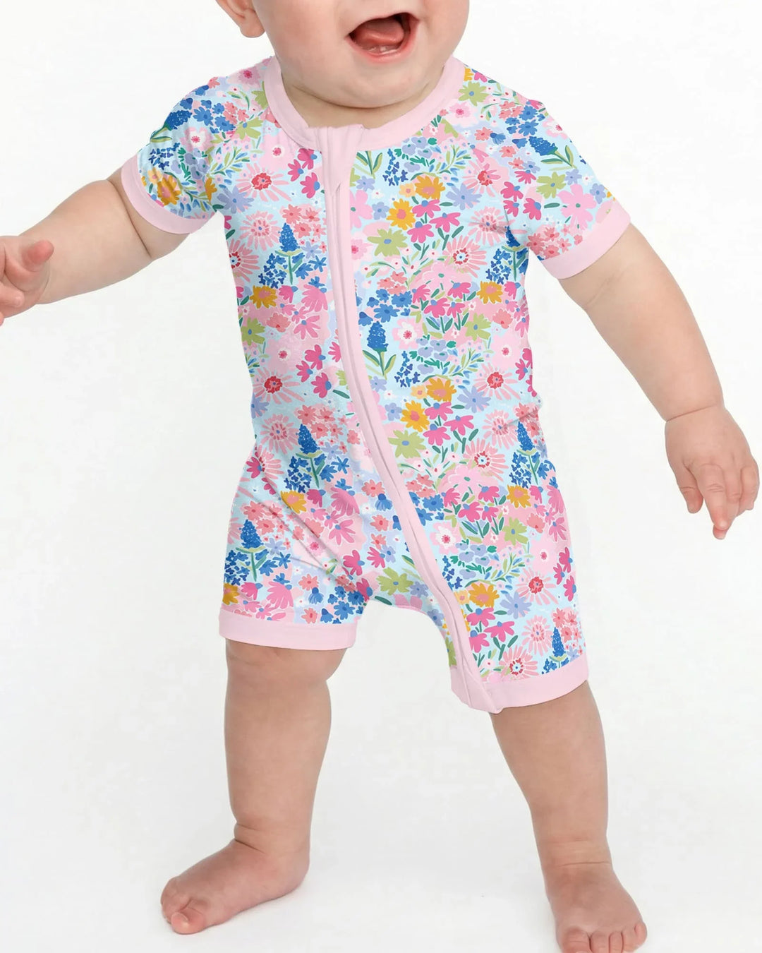 Little Flower Garden Matching Bamboo Shorty Zippy