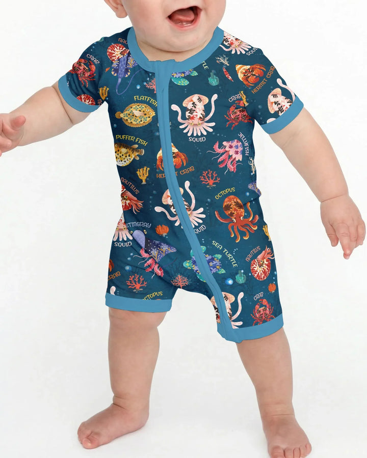 Deep Blue Wonders Bamboo Shorty Zippy