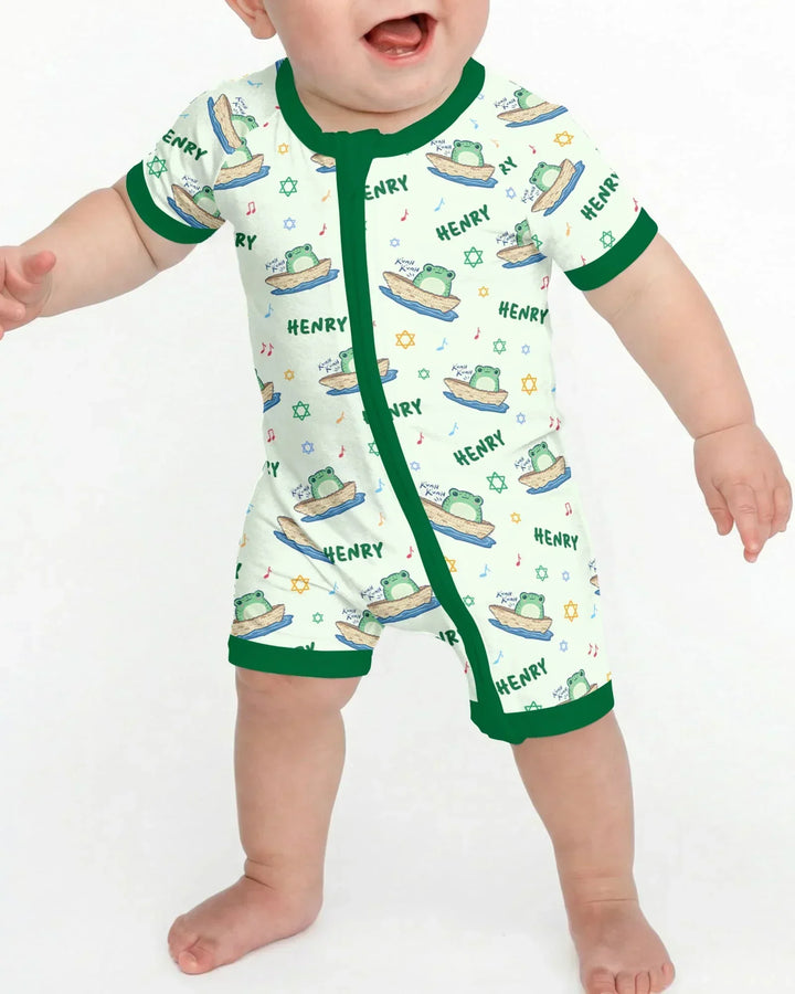 Frogs Here, Frogs There Passover Custom Name Bamboo Shorty Zippy