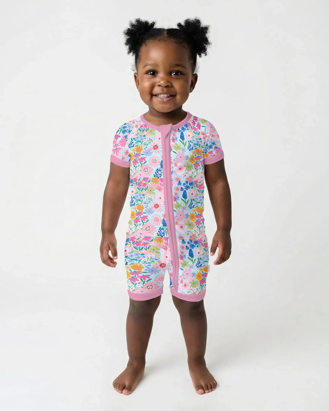 Little Flower Garden Matching Bamboo Shorty Zippy