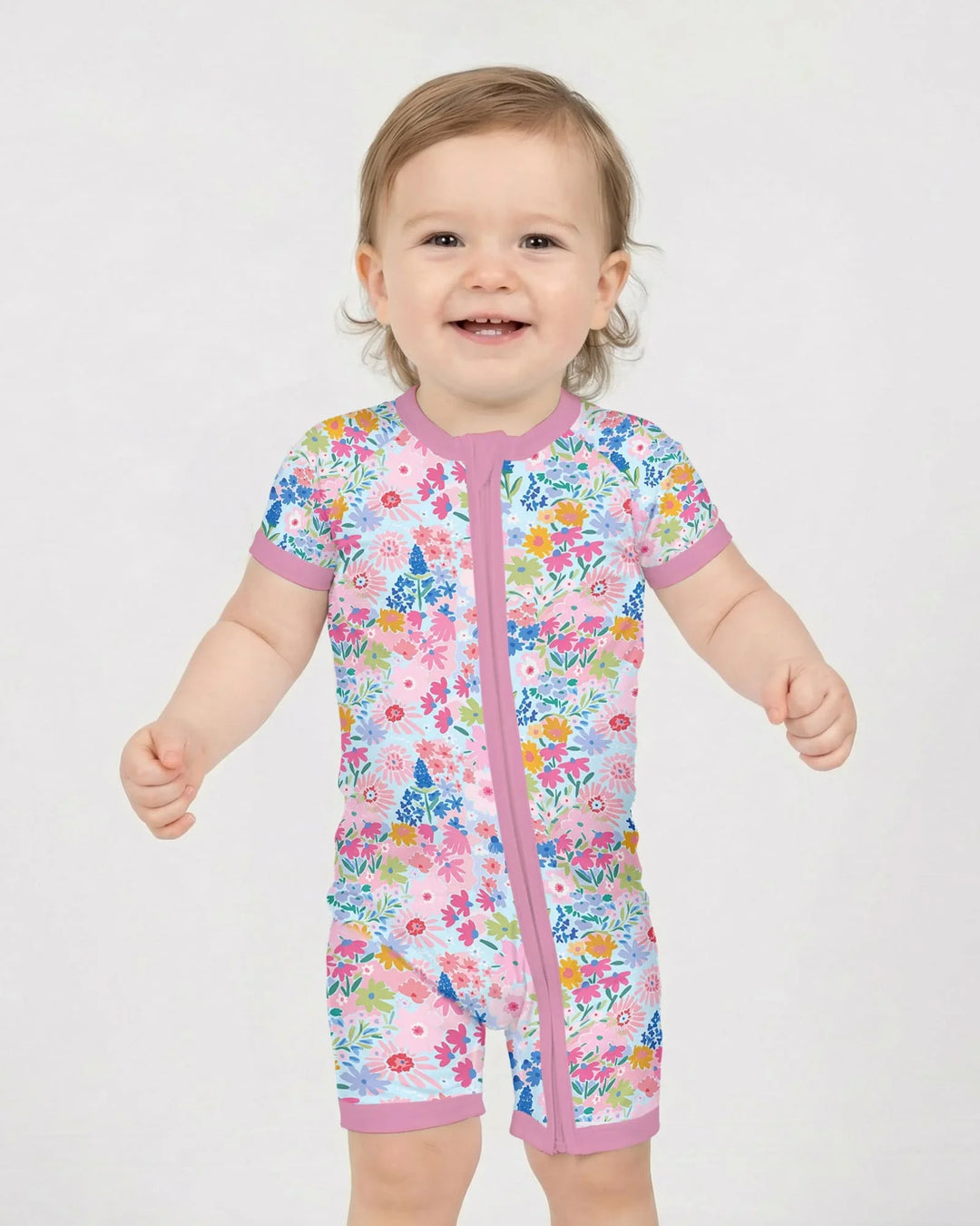 Little Flower Garden Matching Bamboo Shorty Zippy