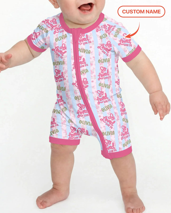 So Loved Custom Name Bamboo Shorty Zippy