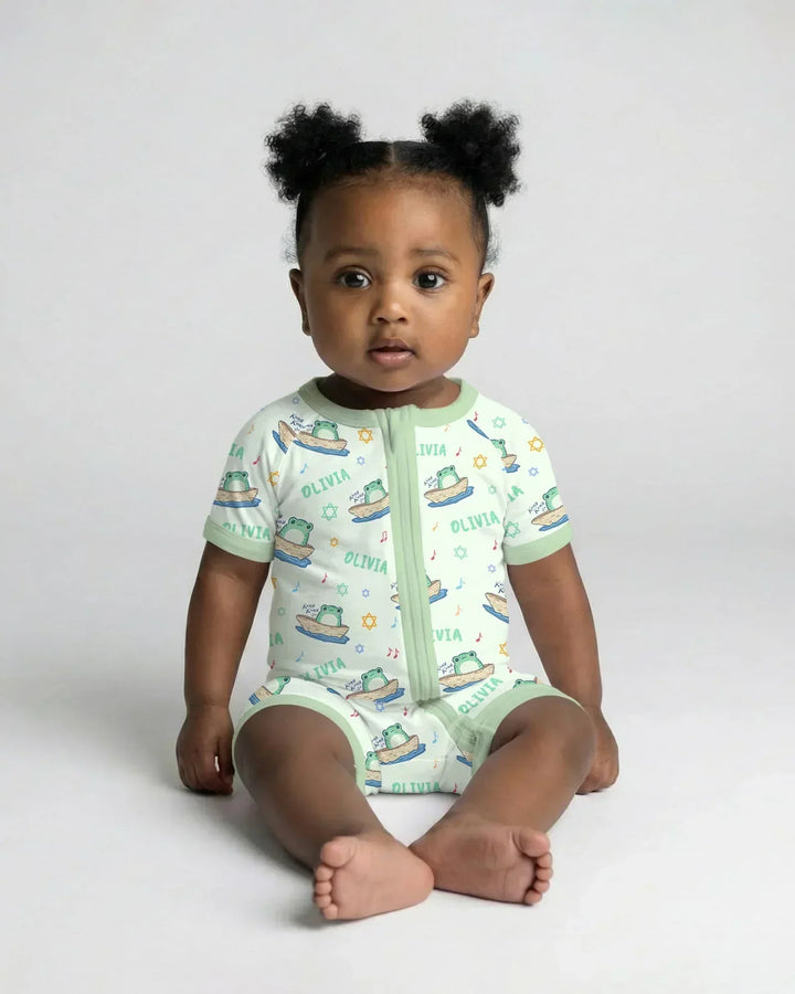 Frogs Here, Frogs There Passover Custom Name Bamboo Shorty Zippy