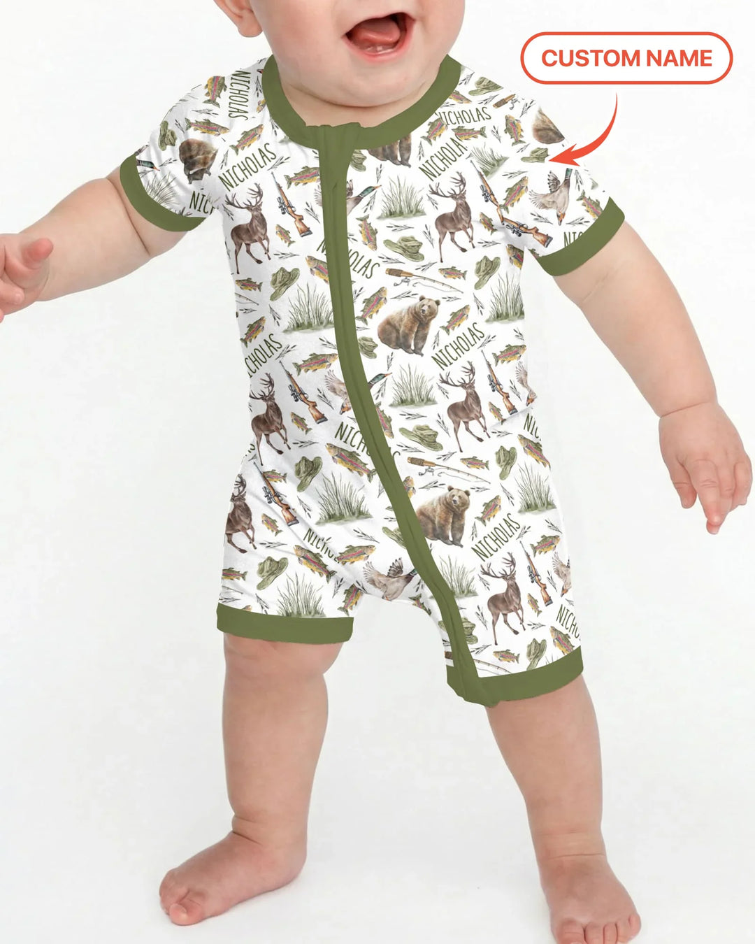 Custom Name Little Hunter Bamboo Shorty Zippy