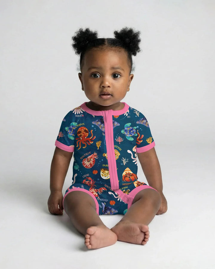Deep Blue Wonders Bamboo Shorty Zippy