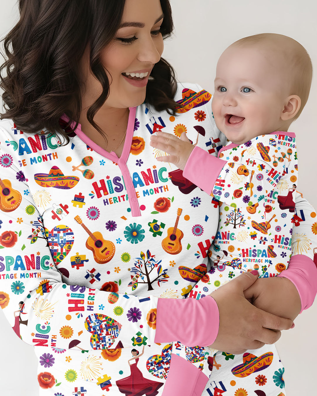 Fiesta Hispanic Heritage Month Bamboo Two Piece Long Sleeve Pajama Set