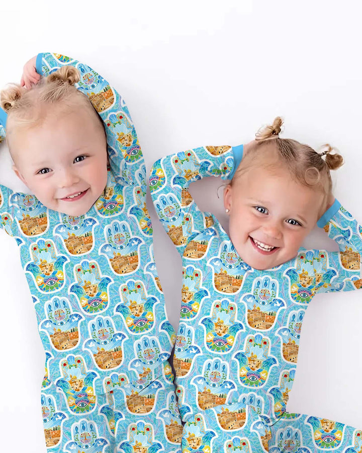 Hamsa Hand Bamboo Two Piece Long Sleeve Pajama Set