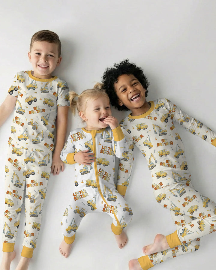 Custom Construction Matching Sibling Bamboo Two Piece Long Sleeve Pajama Set